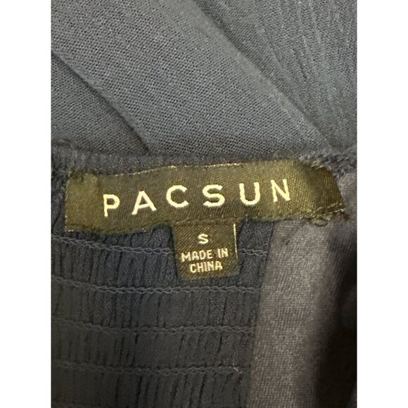 PACSUN LA Hearts Women's Dress Front Tie Babydoll Mini Blue Rayon Size Small - Picture 9 of 11